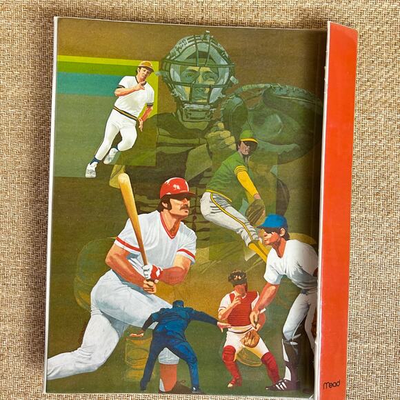 Vintage Mead Baseball Binder 3 Ring Sports Illustration 1980s School - Picture 1 of 11